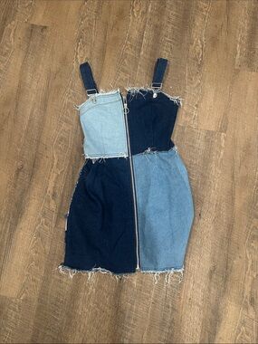 Rue21 Two-Tone Dark & Light Blue Denim Mini Dress